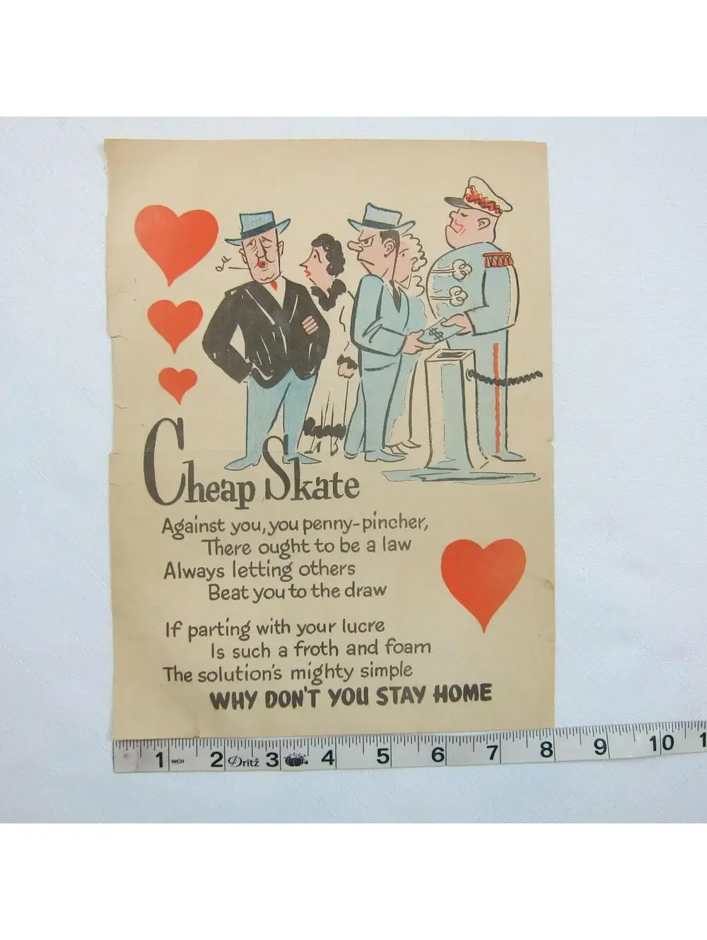 Vintage Vinegar Valentine CheapSkate Penny Dreadful Sarcasm Insult Poem Ephemera